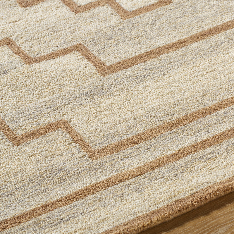 Rectangle Urso Wool Area Rug with Non-Slip Backing, Rectangle 2' x 3'