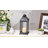 12.5" Silver Brushed Black Candle Lantern with Flameless LED Candle