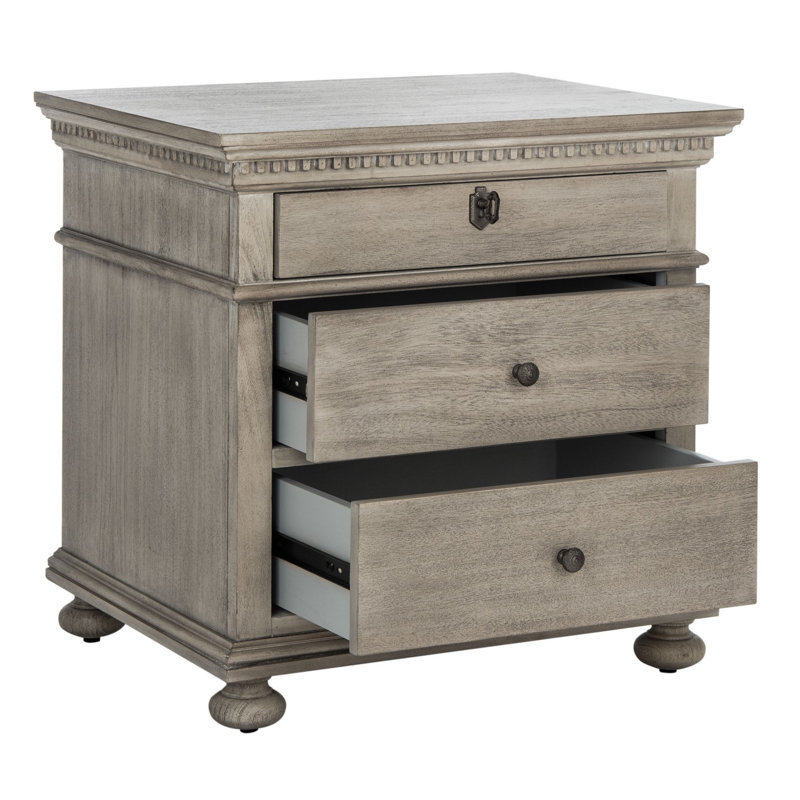 Table de chevet 3 tiroirs Ceri, Beige
