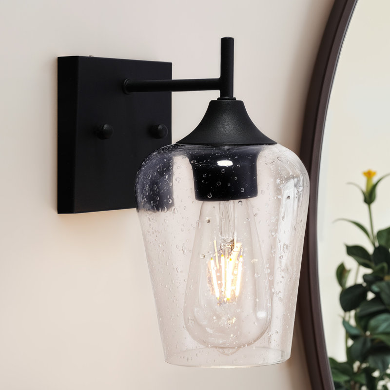 Herriman Armed Sconce, Seeded, Matte Black