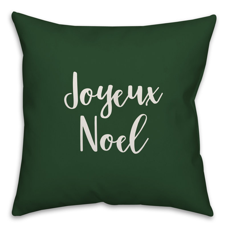  Housse de coussin Joyeux Noel, Vert foncé, Coussin décoratif