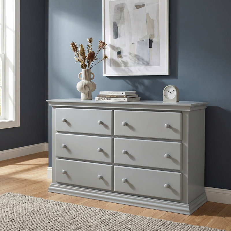 56 " W 6 - Drawer Dresser, Gray