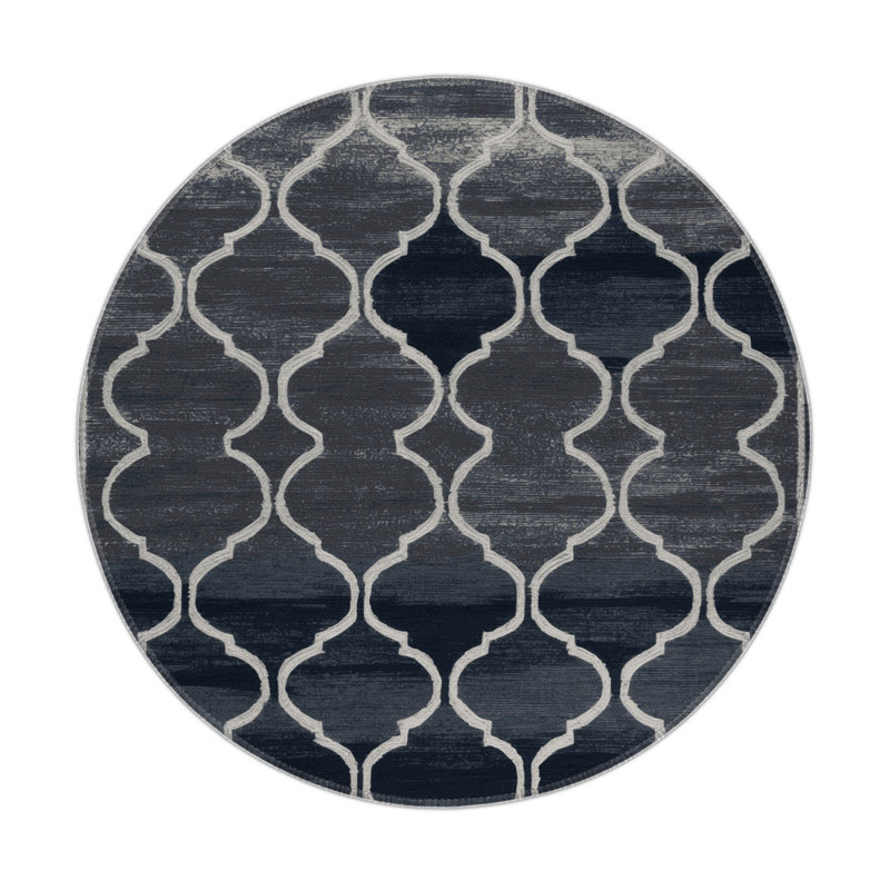 Tapis gris intérieur et extérieur Trellis, Rond 5 pi