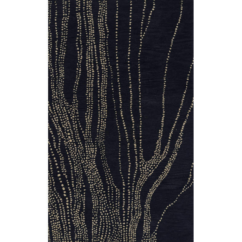 Tapis bleu en laine touffeté à la main à motif géométrique Adjoa, Tapis de couloir 2 pi 6 po x 8 pi
