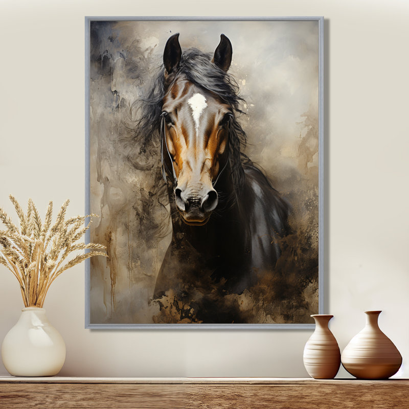 Balendran White Horse Équestre Dualité I, reproduction d'art sur toile, H 32 po x l 16 po, Reproduction avec cadre flottant
