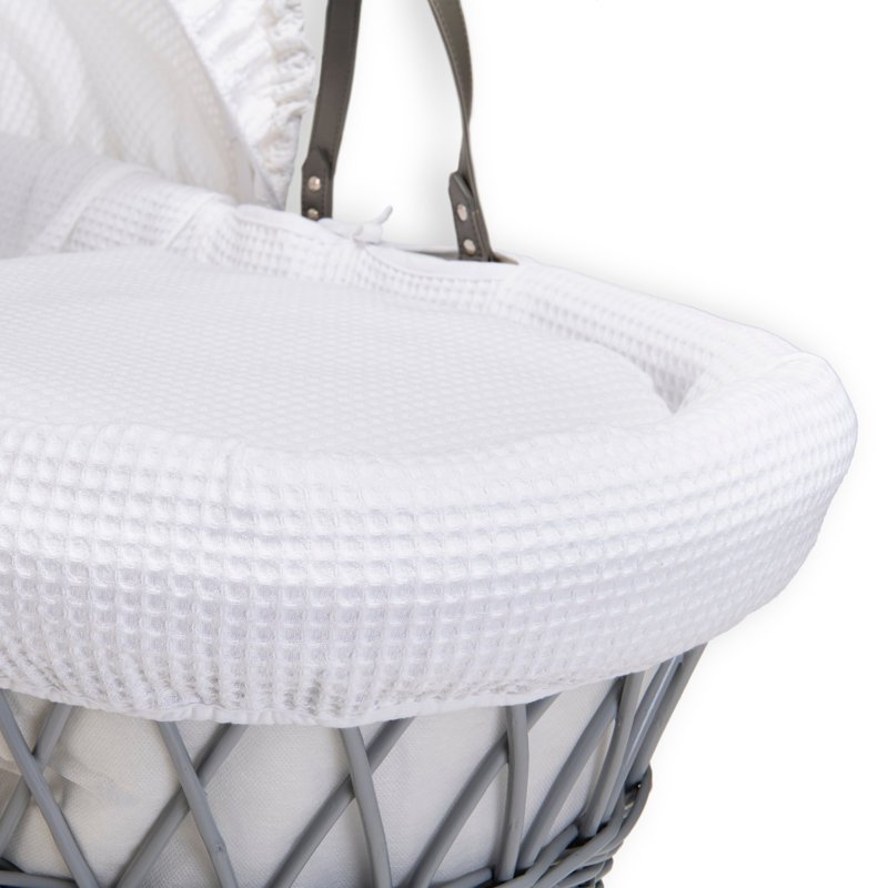 Waffle Wicker Moses Basket, White