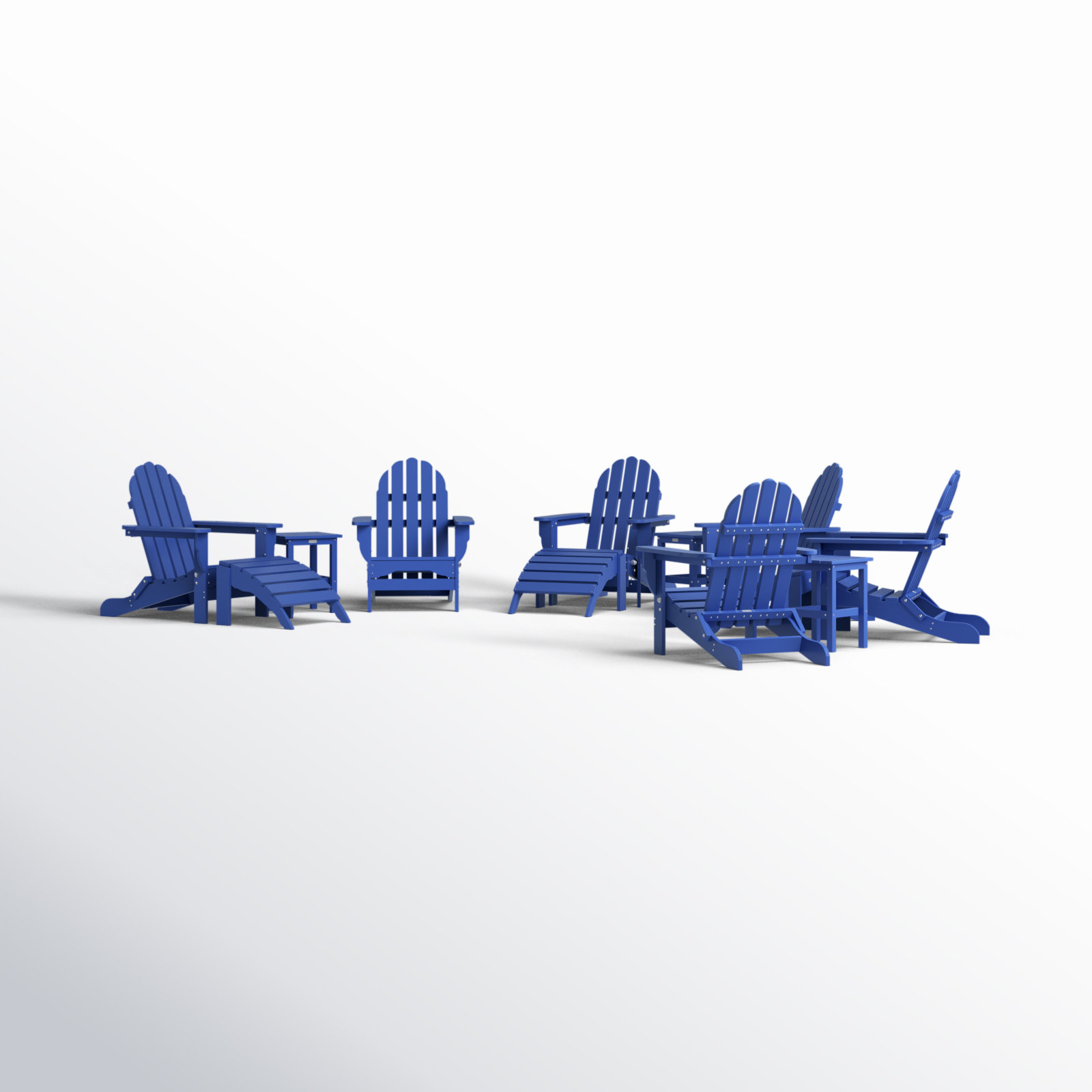 Leighton Foldable Outdoor Adirondack Set, Royal Blue