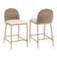 Ensemble de tabourets de bar 25 po avec 2 tabourets de comptoir en fer sans dossier avec dossier en rotin pour îlot de cuisine, brun et beige