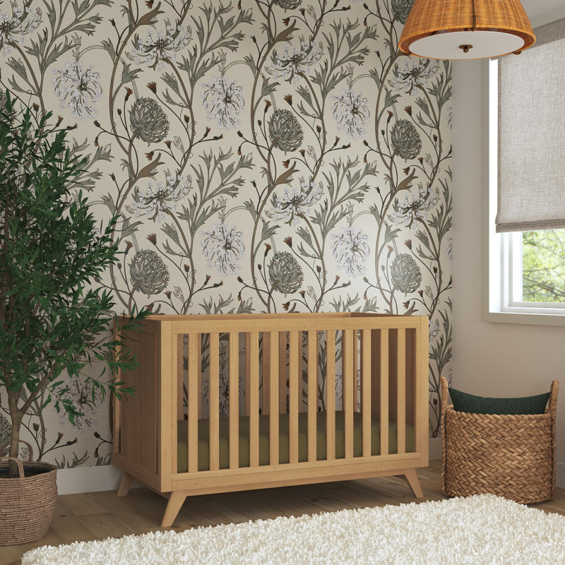 Honey Wood 3-in-1 Convertible Crib with Flared Legs