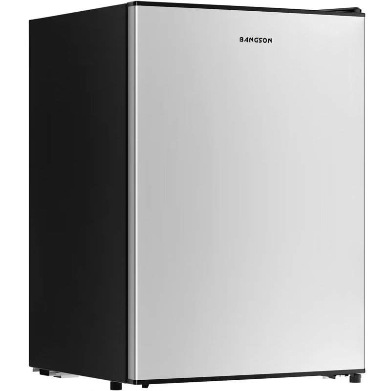 Réfrigérateur compact BANGSON 2,6 pi³ avec congélateur pour bureau, argent | Mini réfrigérateur pour chambre d'étudiant, réfrigérateur compact, écoénergétique, silencieux