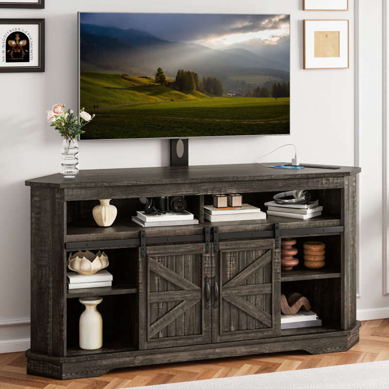  63"W TV Stand With Mount For 70" TV, Gray