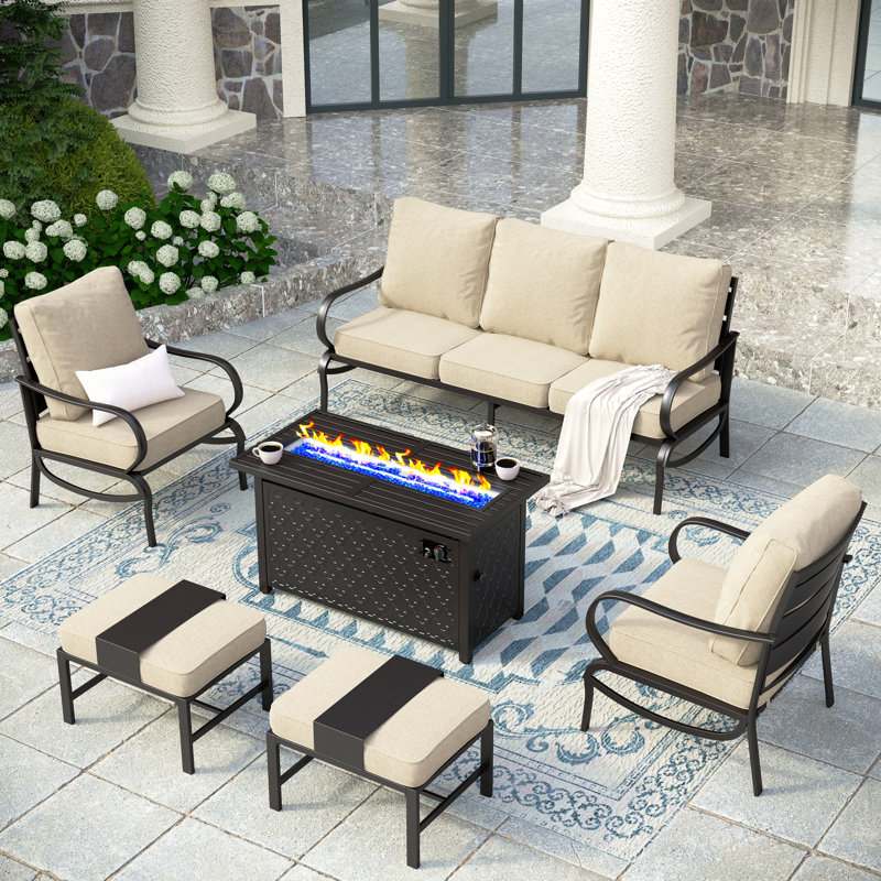 Tapasi Outdoor Patio Conversation Furniture Set, Beige, Yes