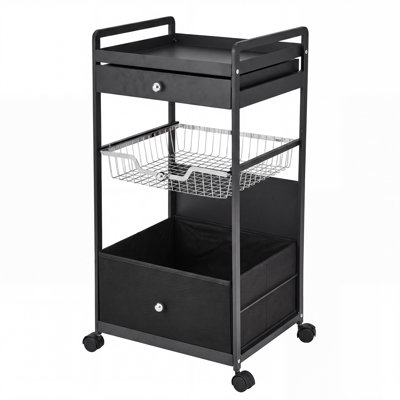 4-Tier Rolling Laundry Hamper with Pull-Out Drawers & Stainless Steel Basket, 360° Swivel Wheels with Brakes – Rust-Resistant Carbon Steel Storage Cart for Dorm, Bathroom, Small Spaces