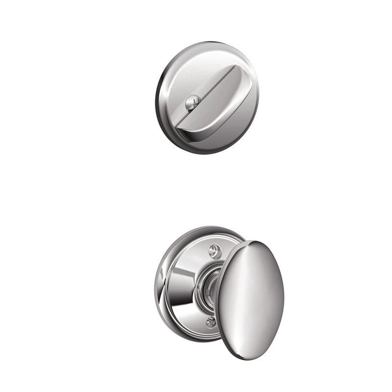 Siena Single Cylinder Interior Knob Set (Exterior Portion Sold Separately), Bright Chrome