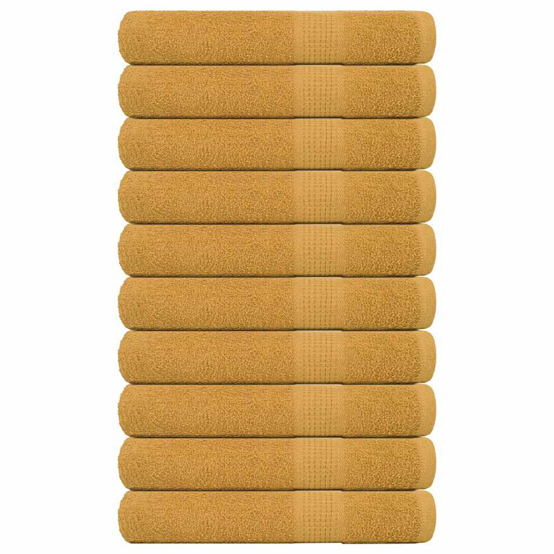 Rechell 100% Cotton Bath Towels - Set of 10, Gold