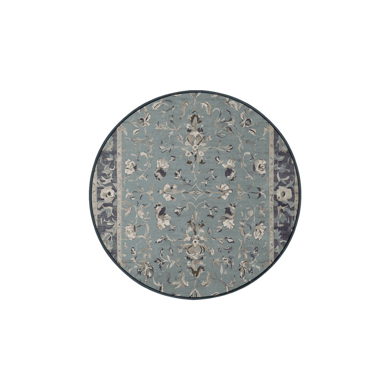 Tapis gris lavable à la machine, Rond 4 pi