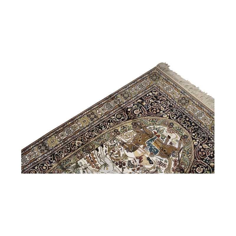 Hand-Knotted High-Quality Red and Navy Area Rug