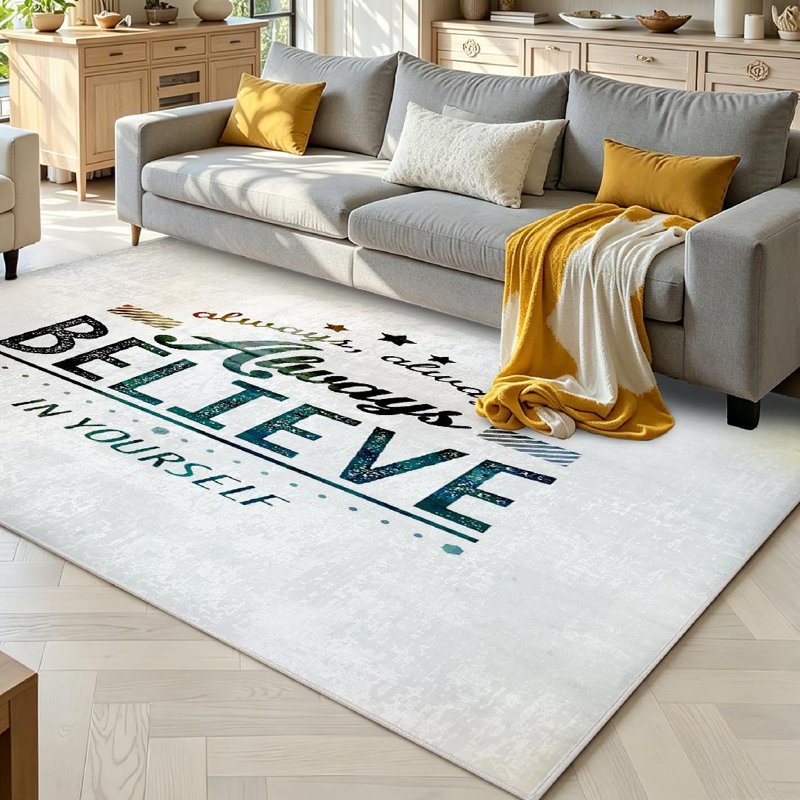 Tapis d'intérieur transparent lavable à la machine, inspirant et inspirant, Rectangle 71 po x 98 po