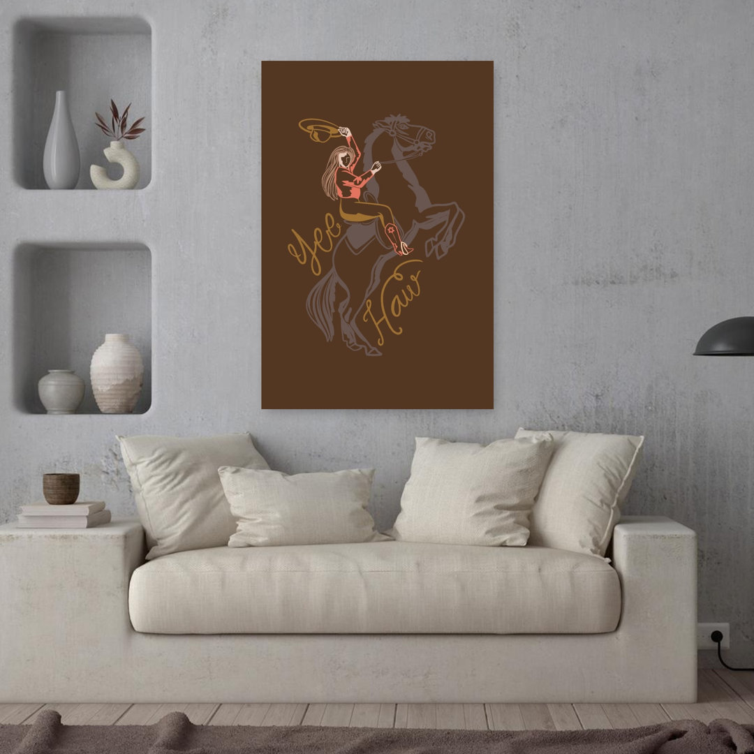 Yee Haw Cowgirl Spirit Rustic Vintage Horse Wall Art Print