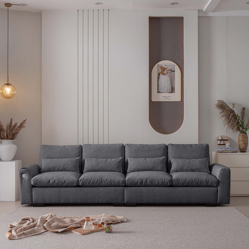 Repose-pieds de canapé modulaire en L 114,5 po, Gris foncé