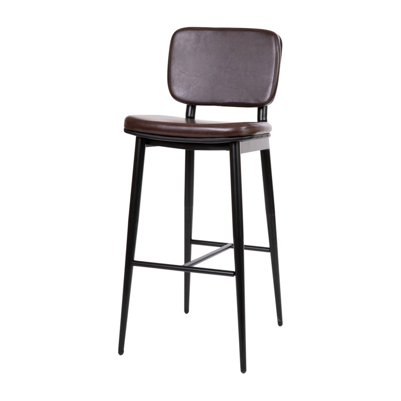 Crellus Upholstered Counter Stool with Metal Frame, Brown