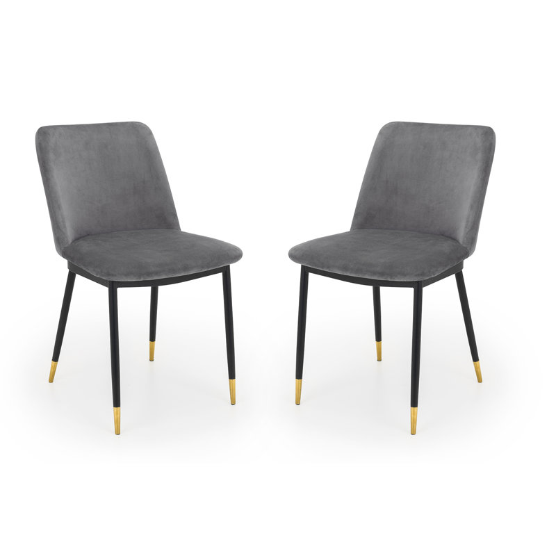 Gerson 127cm H Velvet Upholstered Side Chair in Blue, Grey