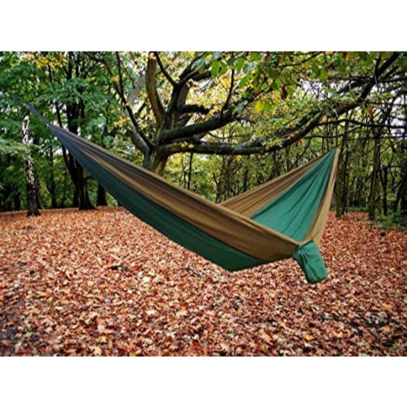 OVENTE Camping Hammock with Tree Straps, Heavy-Duty Carabiners and Travel Bag, Portable and Lightweight Parachute Nylon Hammock for Backpacking, Travel, Hiking, Beach and Patio, Green HKA95G