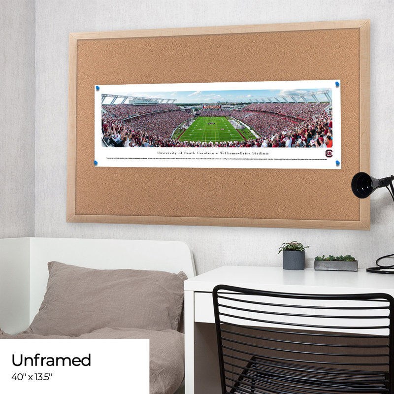 Impression panoramique de football South Carolina, H 13,5 po x l 40 po x P 0,38 po, Sans cadre