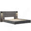 Structure de lit tapissier, avec applique murale et port USB, tête de lit large, velours