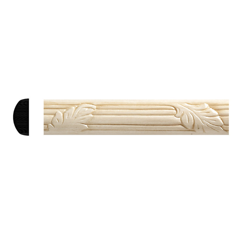 47.5" Unfinished White Hardwood Leaf Chair Rail Moulding