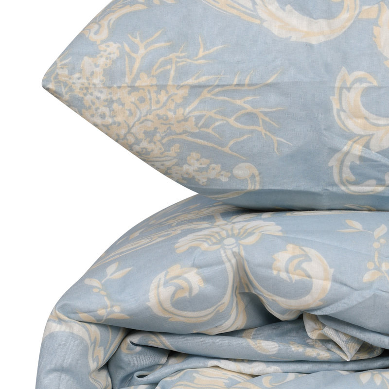 Ensemble de housse de couette simple Premium, bleu et blanc, 63,0 x 86,6 pouces Housse de couette | Drap plat 63,0 x 94,5 pouces | Taie d'oreiller 19,7 po x 27,6 po | 65% coton / 35% polyester, lavable à la machine, fermeture à boutons pour une utilisation facile
