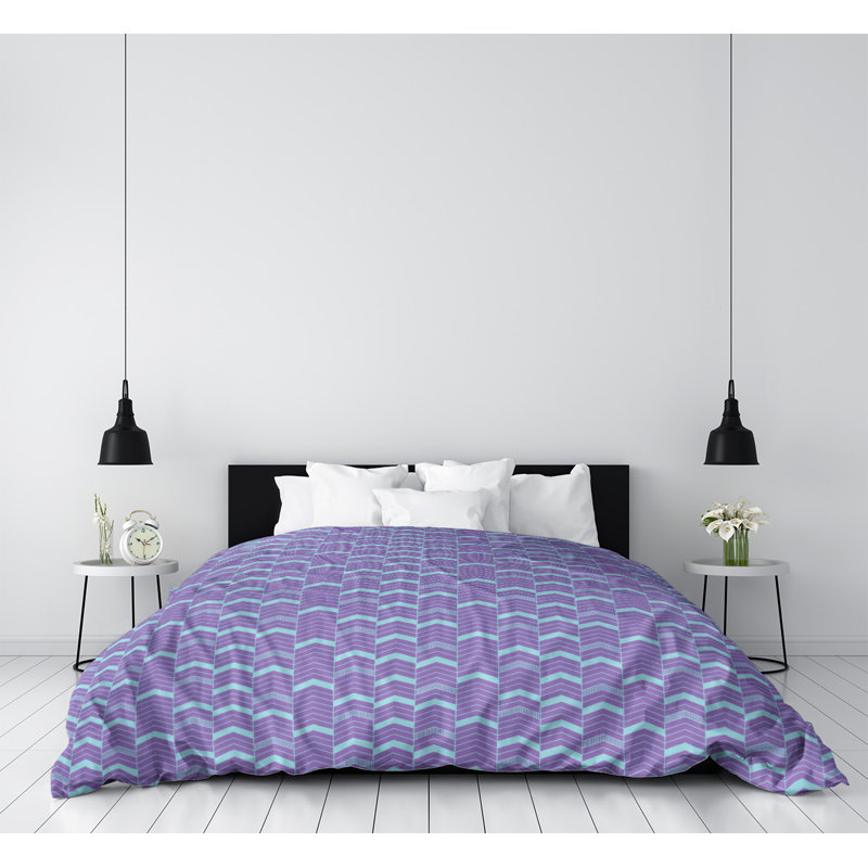 Housse de couette simple Rhonda, Housse de couette pour lit simple, Mauve / bleu sarcelle, Microfibre