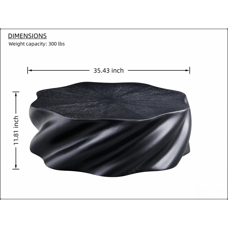 Table basse 35 pouces entièrement assemblée en pétale - Fibre de verre sculpturale mate, design organique moderne, sans assemblage, table centrale multi-scène