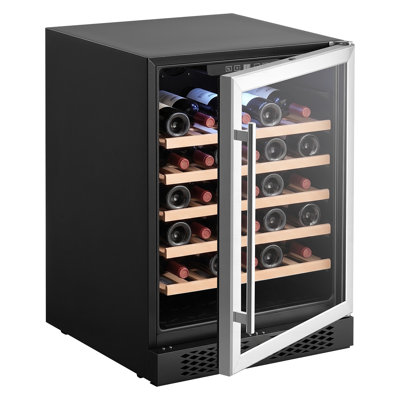 Cave à vin de 61 cm (24 pouces), capacité de 52 bouteilles, encastrable ou pose libre, avec serrure, température réglable (4 à 19 °C), porte vitrée et éclairage DEL pour bar à domicile.