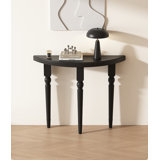 39.37" Black Half Moon Solid Wood Console Table