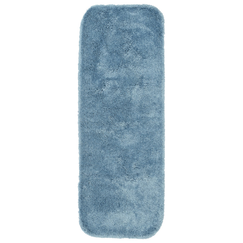 Billy-Dean Nylon Bath Rug with Non-Slip Backing, 22" W x 60" L, Basin Blue
