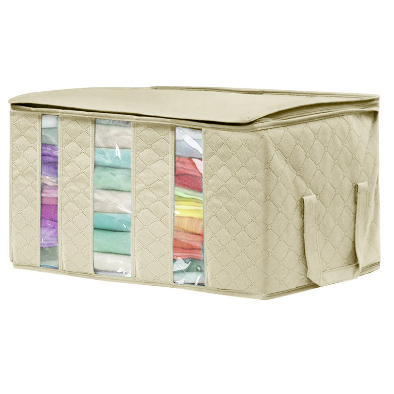 Organisateurs de sac de rangement en tissu pliable, 3 sections, 1 pièce, Beige