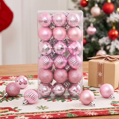 Décorations de Noël - Ensemble de 36 boules décoratives de 3 cm (1,18 pouce) en plastique incassable, à suspendre - 16 couleurs disponibles - Idéal pour décorer le sapin de Noël, les fêtes et la maison.