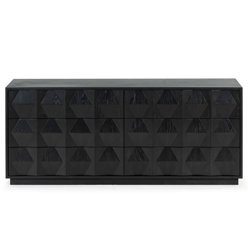 Riabelle Wood 6 Drawer Dresser, Black