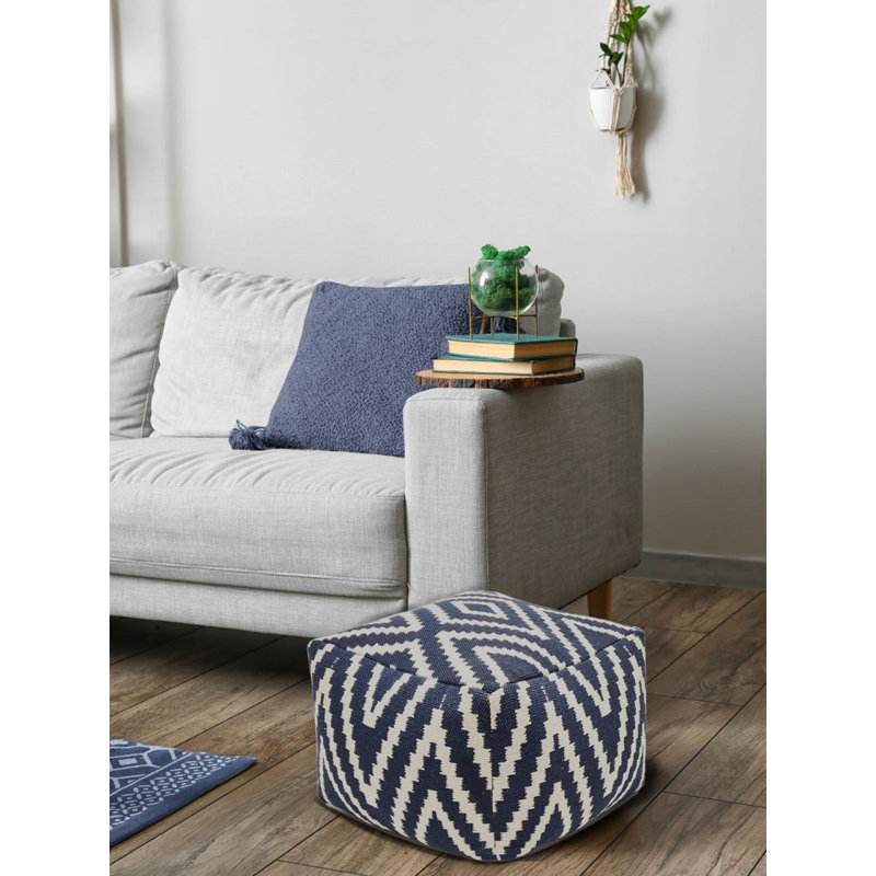 Darrion 55cm Wide Pouf Ottoman, Blue