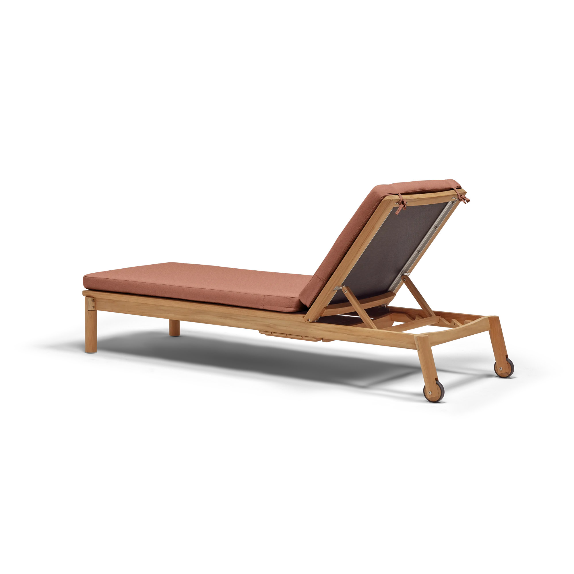Haven 27.5'' Outdoor Teak Chaise Lounge, Sunbrella Rust