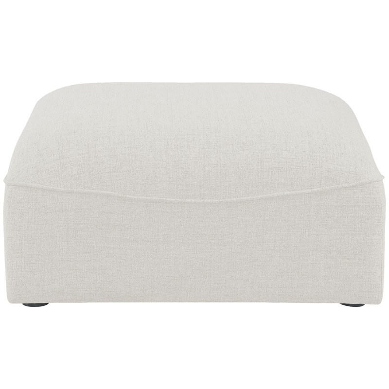 Arens Upholstered Ottoman, Cream Linen Textured Fabric