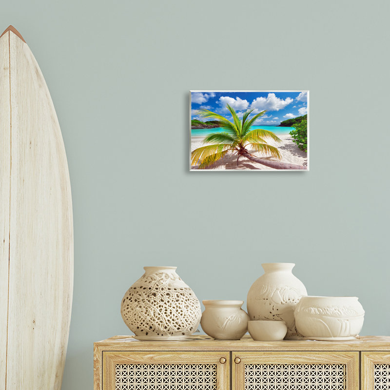 «Palm Tree Across Beach», art mural par Dennis Frates, H 10 po x l 15 po