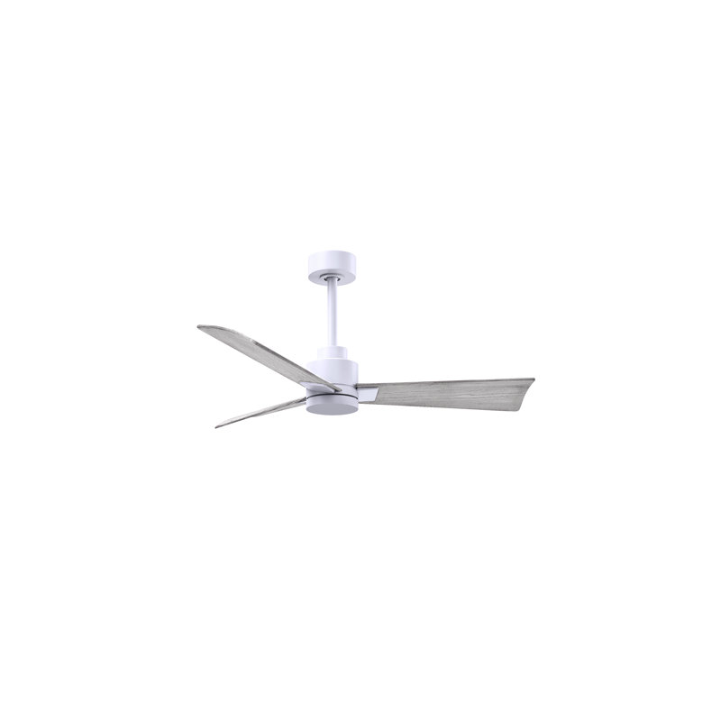 Alessandra Outdoor Downrod Ceiling Fan, Matte White, Barn Wood Tone