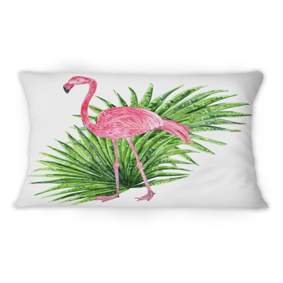 Collage tropical avec feuilles et flamant rose - coussin décoratif imprimé tropical 1