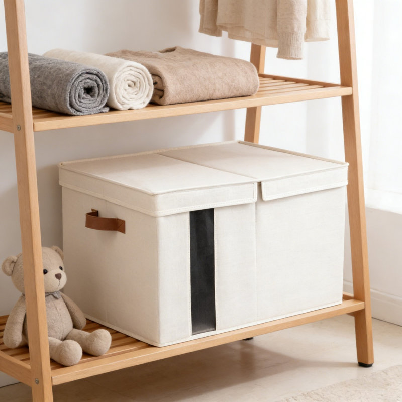 Grande boîte en tissu avec couvercle, Blanc