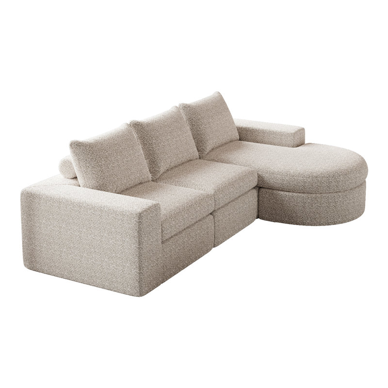 2 - Piece Chenille Sectional, Beige