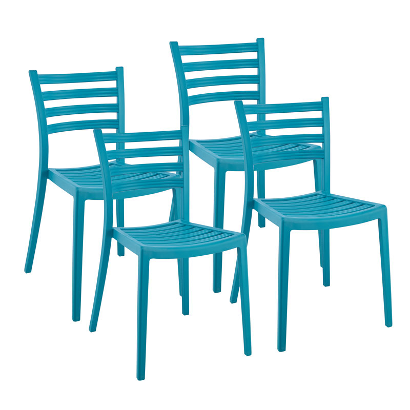 Chaise d'appoint à dossier échelle, bleu, 4