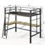 Lit mezzanine simple en métal avec bureau en L, structure de lit mezzanine simple avec station de charge