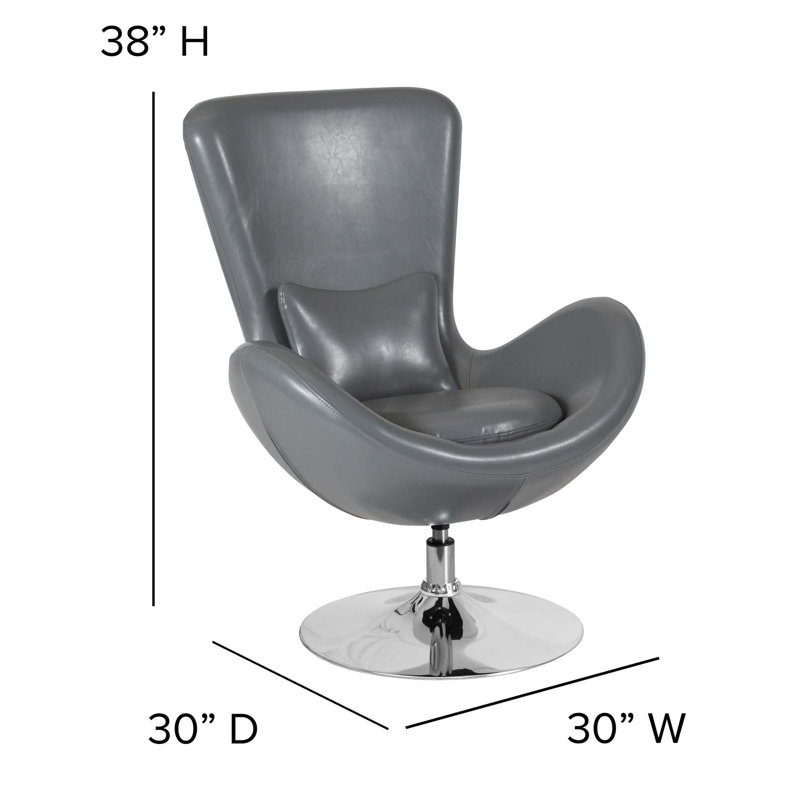 High Back Gray LeatherSoft Swivel Reception Chair with Metal Base